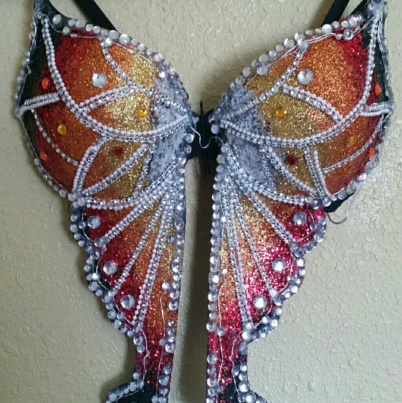 LovesAllEDM Other - LED Monarch Butterfly glitter bra